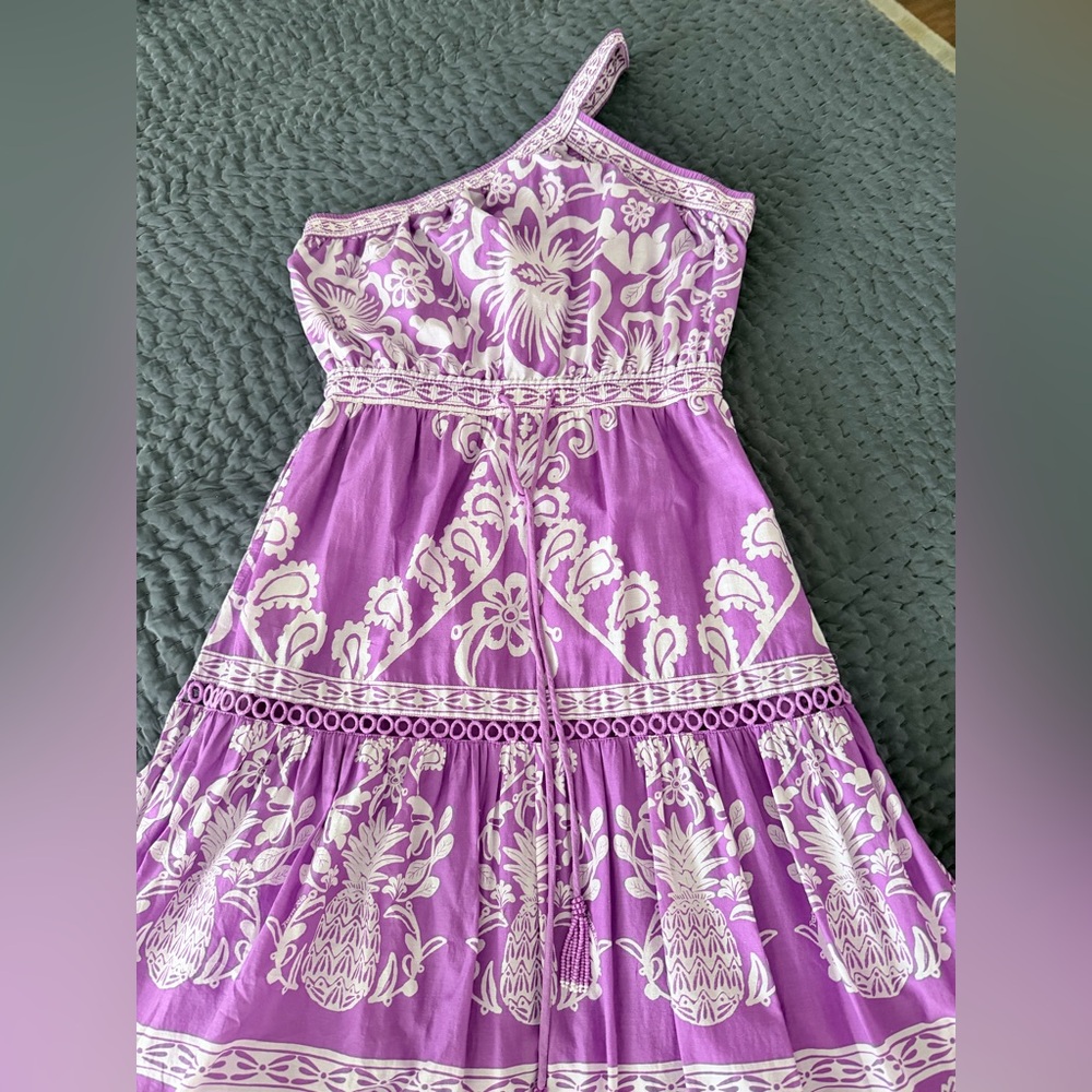 FARM Rio Purple Dress with White Floral Pattern
